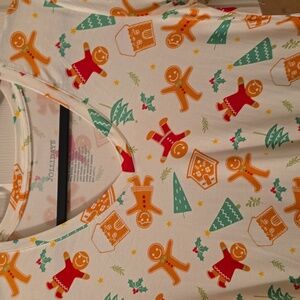JOLLIDAYS WOMENS HOLIDAY GINGERBREAD PAJAMA TOP SIZE XS
